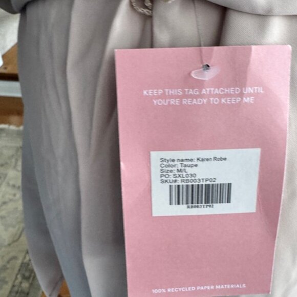 Birdy Grey Taupe Bathrobe Size M/L NWT - Picture 4 of 5